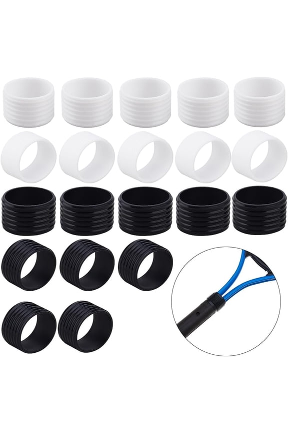 20Pcs 2 Colors Tennis Racket Grip Ring 30mm Silicone Racquet Grip Ring Rubber Ring with Non-Slip Badminton Racquet Fix Ring Grip Band for Racquetball Badminton Baseball Racket