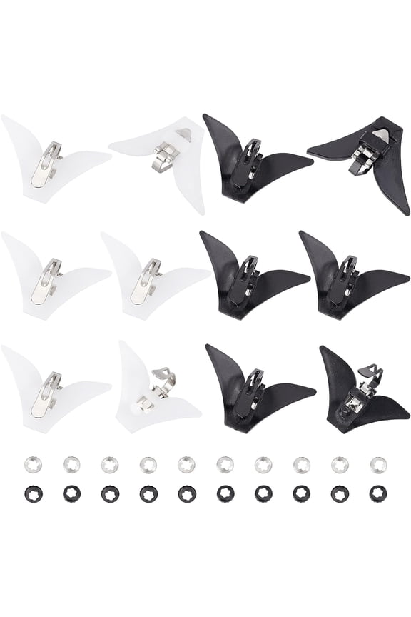 20Pcs 2 Colors Tie Clips Bowtie Hardware Fastener Black Silver Iron Clip-On tie Clip with Plastic Fixed Collar Clips