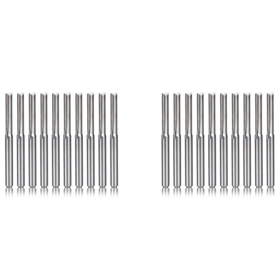 20Pcs 2 Flute Router Bits 3.175mm Straight Slot Tungsten Steel Milling Cutter for Wood Plastic
