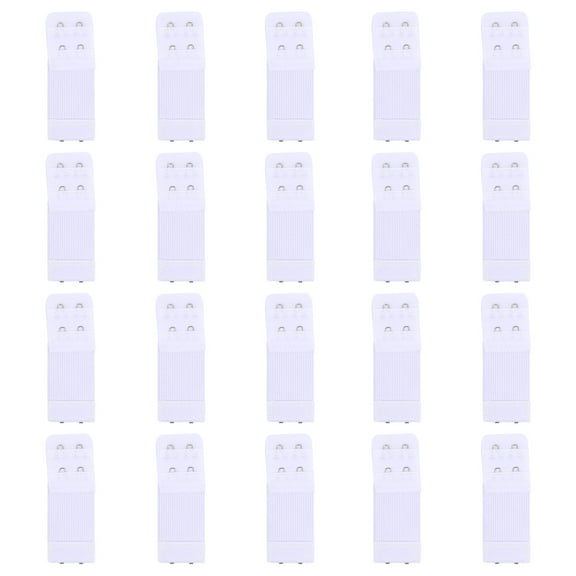 TABLZONE Elastic Bra Extender 20Pcs, 2 Hooks 2 Rows, White, Flexible and Adjustable