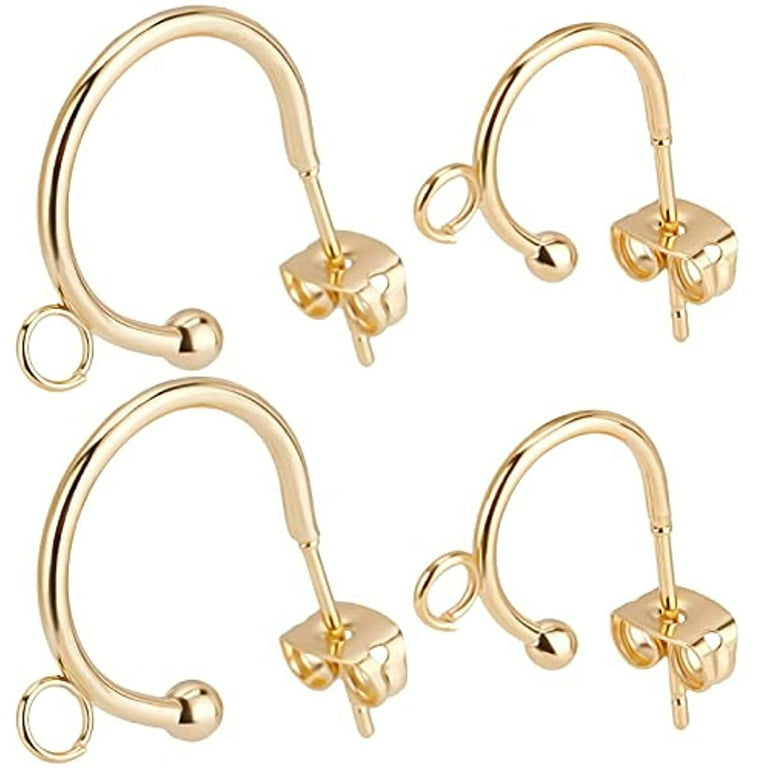 20Pcs Size Half Hoop Earring Findings 24K Gold Plated Stainless