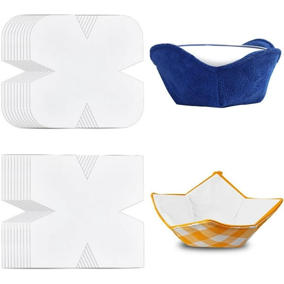 20Pcs 2 Style Cozy Pre Cut Batting 9.7x9.7 Inch Microwave Quilt Batting Fabric Batting for Quilting Bow Template Bowl Wrap Cut for Kitchen Craft Stencil Fold Cut on Template