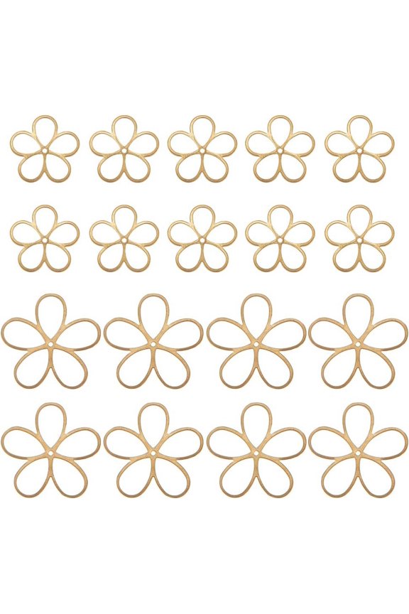 20Pcs 2 Style Flower Hollow Frame Pendant Brass Geometric Frame Pendant Blanks