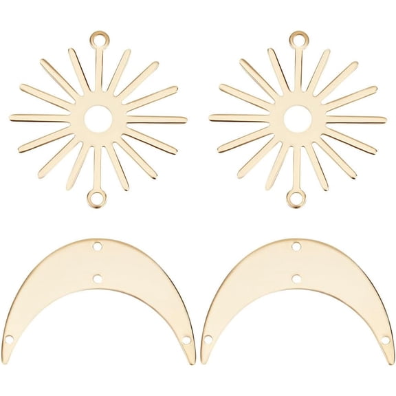 20Pcs 2 Style Rack Plating Brass Chandelier Components Links Long-Lasting Plated Cadmium Free Lead Free Crescent Moon/Double Horn Sun DIY