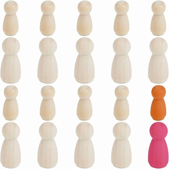 20Pcs 2 Styles Wooden Unfinished Peg Dolls 4.3CM 3.4CM Natural Blank Figures People Bodies Wood Unpainted Puppets for Painting DIY Arts Crafts Home Party Dollhouse Decorations Brown for diy making