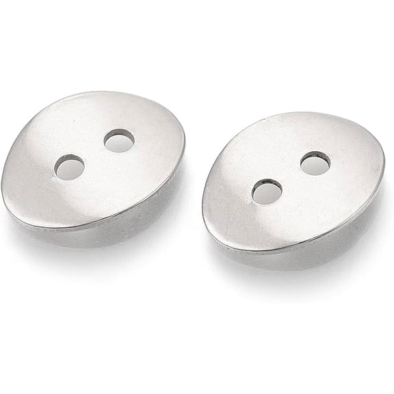 20Pcs 201 Stainless Steel Buttons 0.55x0.43 Inches Oval Buttons for Women Men Sewing Costume Design DIY Accessories