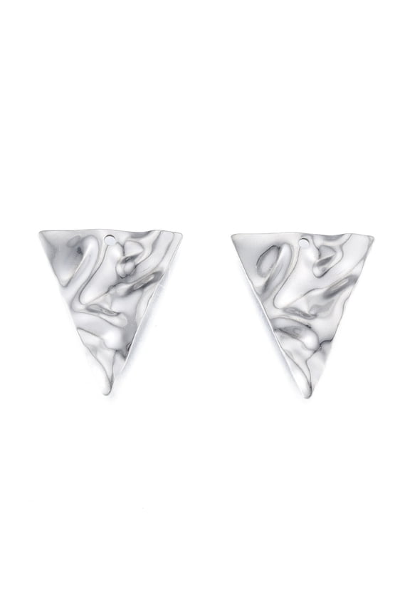 20Pcs 201 Stainless Steel Textured Triangle Charms 28.5x23x0.5mm Metal Irregular Triangle Shape Charms with 1.6mm Hole Stainless Steel Color Ideal