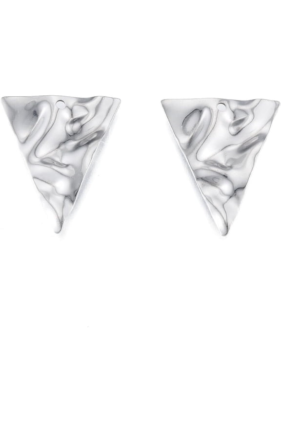 20Pcs 201 Stainless Steel Textured Triangle Charms 28.5x23x0.5mm Metal Irregular Triangle Shape for Jewelry Making and Craft Projects 201 Stainless Steel