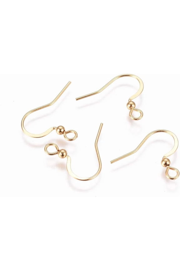 20Pcs 22 Gauge Flat Earring Hooks Golden Ear Wires 16x16.5x2.5mm 304 Stainless with Horizontal Loop French Wire Hooks with 2mm Hole for Earring Making and DIY Stud Earring Supplies Gold