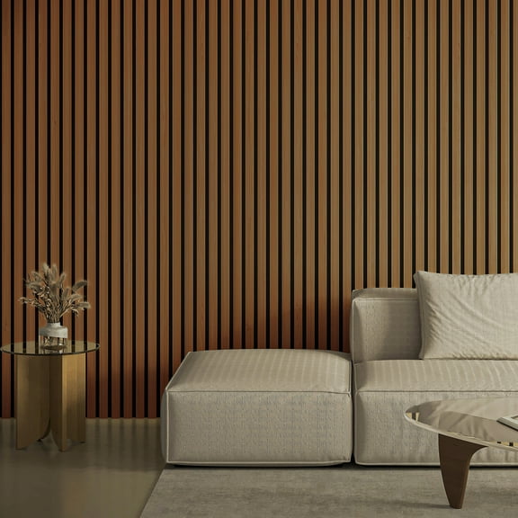 20Pcs 24" x 12" Wood Slat Acoustic Wall Paneling for Modern Interior wall Decor,MDF Accent Wooden Wall Panels, 40 Sq.ft,Walnut