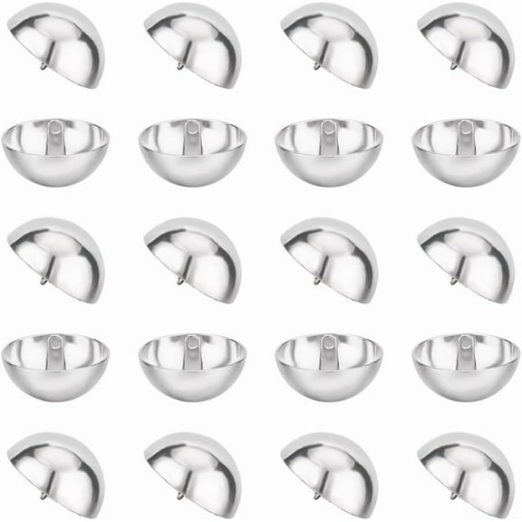 20Pcs 27mm Diameter Half Round Shank Blazer Buttons Metal Half Ball Dome Metal Bead Cap Sewing Buttons for Sewing Clothing Coats Home Clothes Project Silver DIY