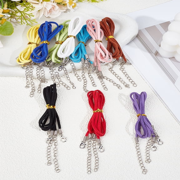 20Pcs 2MM Flat Leather Cord Suede Lace with 1Pc Metallic Wire Twist Ties Mixed Color Leather String
