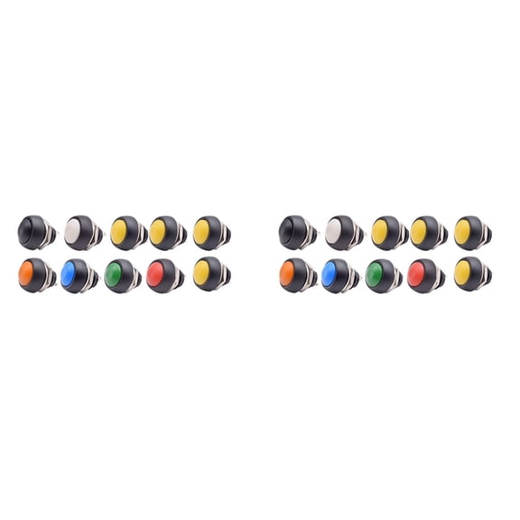 20Pcs 2Pin Mini Switch 12mm 1A Waterproof Switch PBS-33B 12V Momentary Push Button Switch Reset Non-Locking PBS-33B