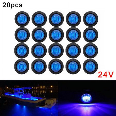 20Pcs 3/4 Inch Round LED Light Truck Trailer Side Clearance Marker Lamp 24V