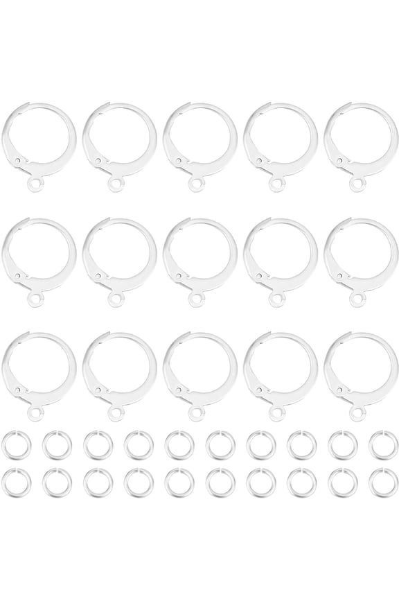 20Pcs 304 Stainless Steel Leverback Earring Findings 20Pcs Brass Jump Rings 925 Sterling Silver Plated 4~14x4~12x0.6~2mm Hole: 1.2mm diy