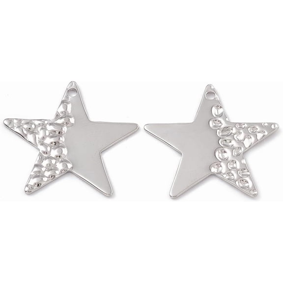 20Pcs 304 Stainless Steel Pendants Star Charm Stainless Steel Color Metal Charms Pendant