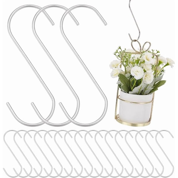 20Pcs 304 Stainless Steel S-shape Hooks Stainless Steel Color 100x75x3mm for diy