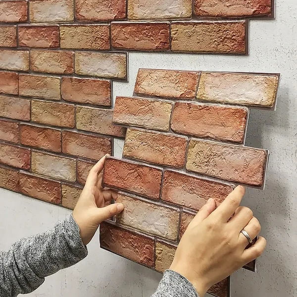 20Pcs 3D Tile Brick Wall Sticker Self-adhesive Waterproof PVC Panel  Wallpaper,Red