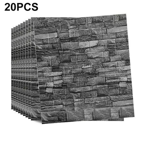 20Pcs 3D Tile Brick Wall Sticker Soft. Waterproof Foam Panel Smile Home