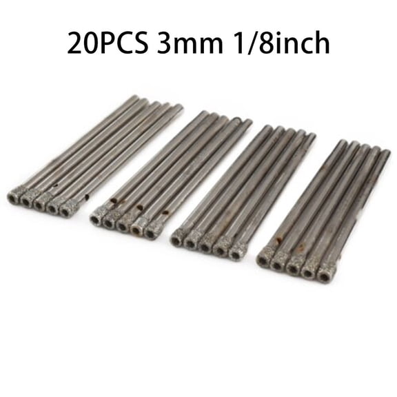 20Pcs 3mm 1/8" Inch Diamond Drill Bits Core Bit Hole Saw For Stone Glass Tile