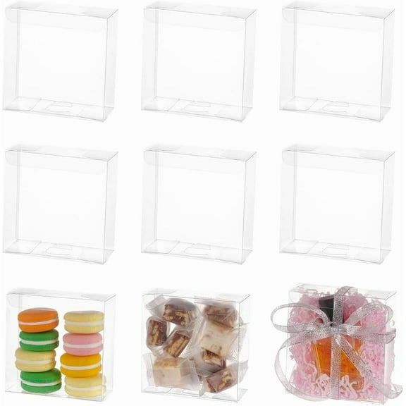 20Pcs 4.3×2×4.3Inches PVC Transparent Boxes for Favors Rectangle Plastic Clear Treat Boxes Candy Boxes for Wedding Party