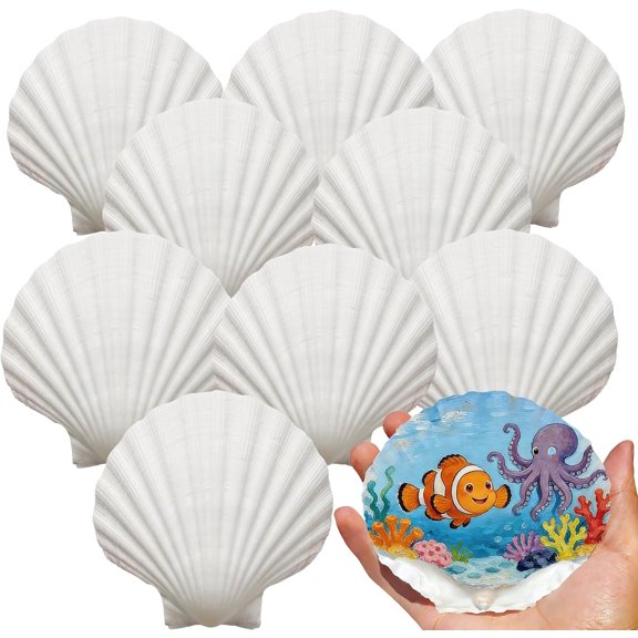 20Pcs 4''-5'' Large Scallop Shells for Crafts,Natural White Sea Shells for Hand Painting, DIY Home Decor, Family Crafting Projects,Decoupage & Gift Ideas