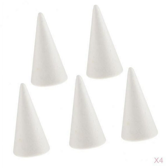 20Pcs 4'' Blank Polystyrene Cone Shapes Foam for Kids Modelling