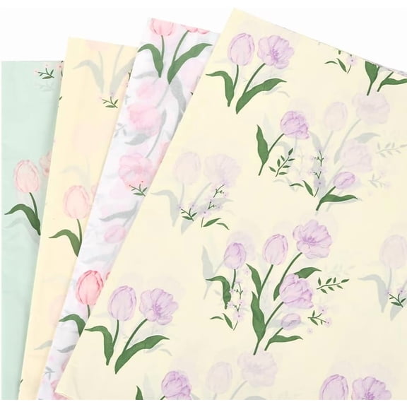 20Pcs 4 Colors 28" x 20" Floral Gift Wrapping Paper Tissue Wrapping Paper Sheets Flower Bouquet Present Packaging Tissue Sheets
