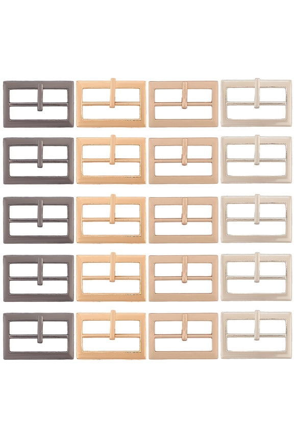 20Pcs 4 Colors Alloy Belt Buckles Tri-Glide Adjuster Buckles Rectangle Mixed Color 30x20mm 5pcs/color