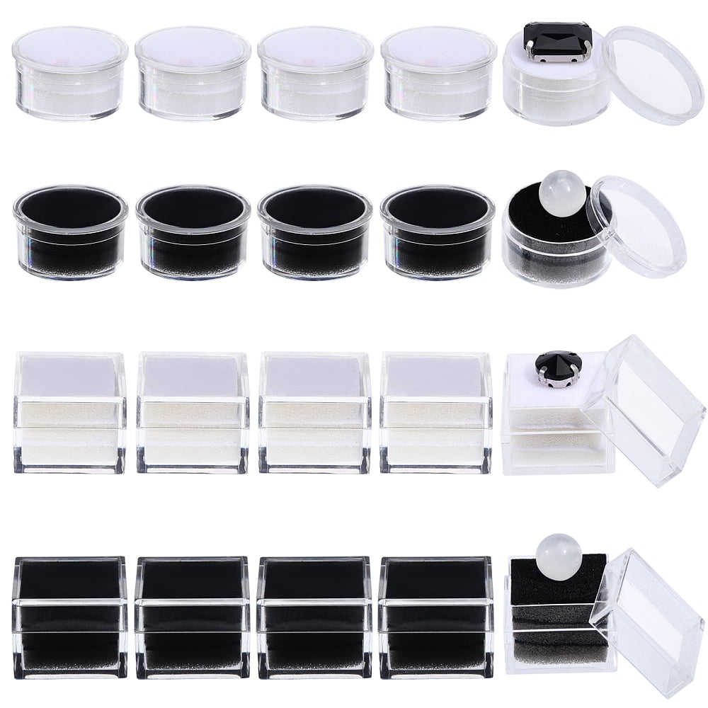 20Pcs 4 Styles Transparent Plastic Loose Diamond Box Gemstone Small ...