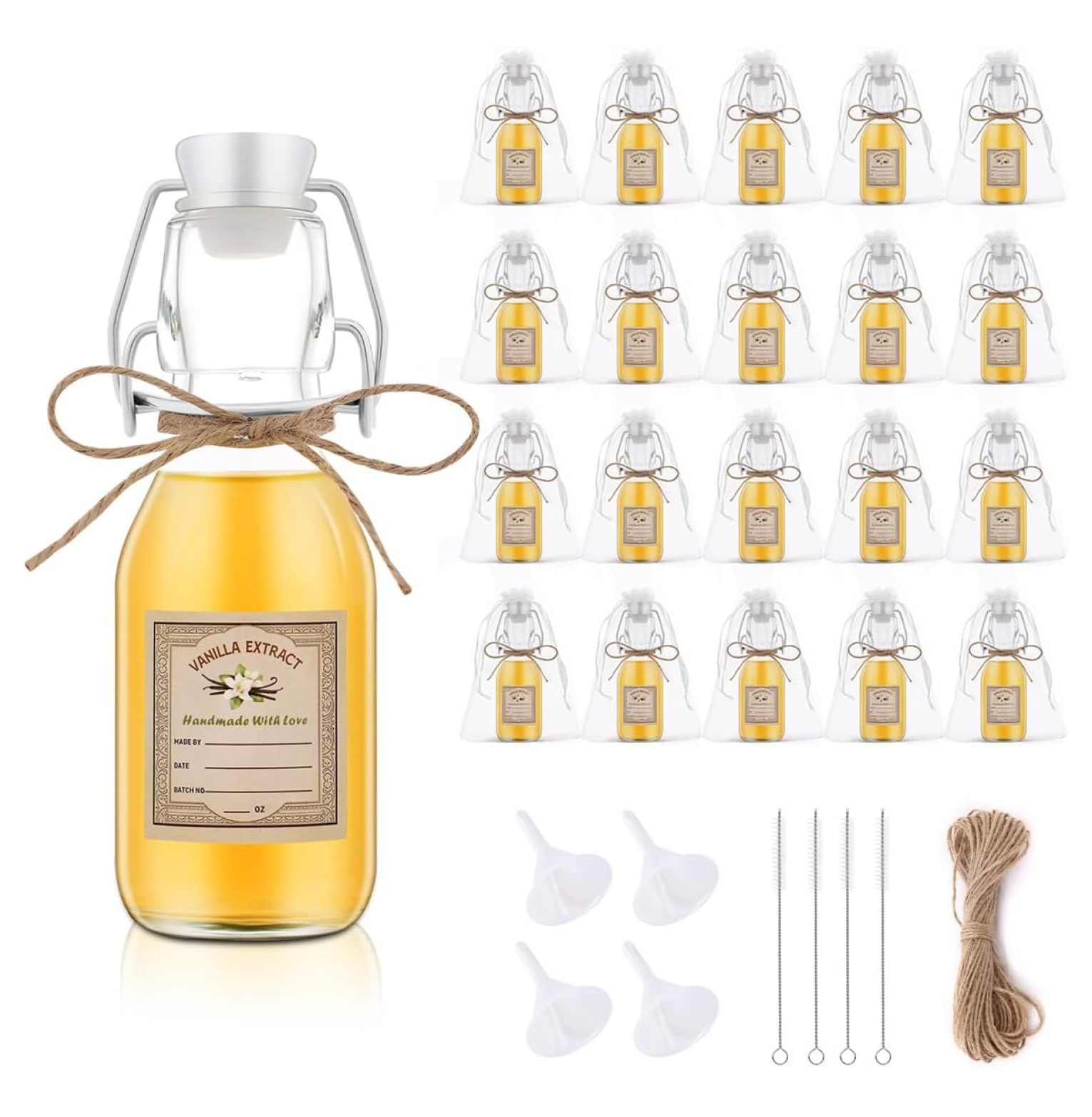 20Pcs 4 oz Swing Top Glass Bottles for Vanilla Extract Homemade, Top