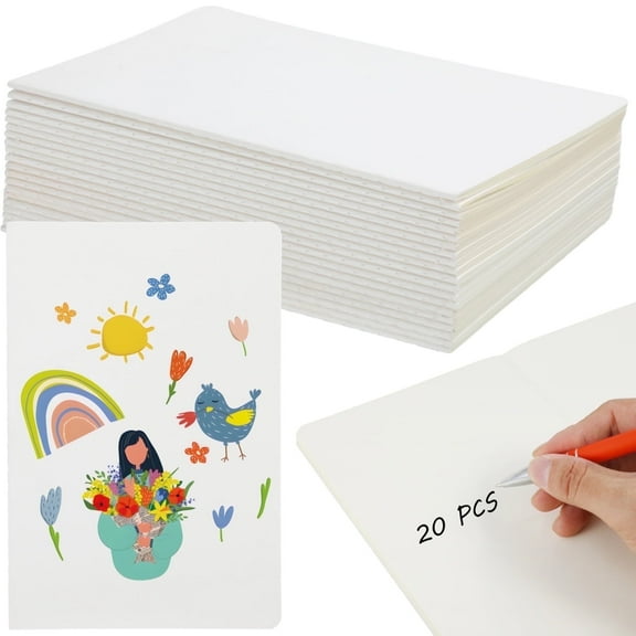 20 Pcs 40 Pages White Hardcover Sketchbook, Blank Sketch Paper for Drawing, Portrait Sketch Paper Books for Notes, Art Sketch Pad for Stories Drawing, Notebook Hard Cover Journal for Reading Writing