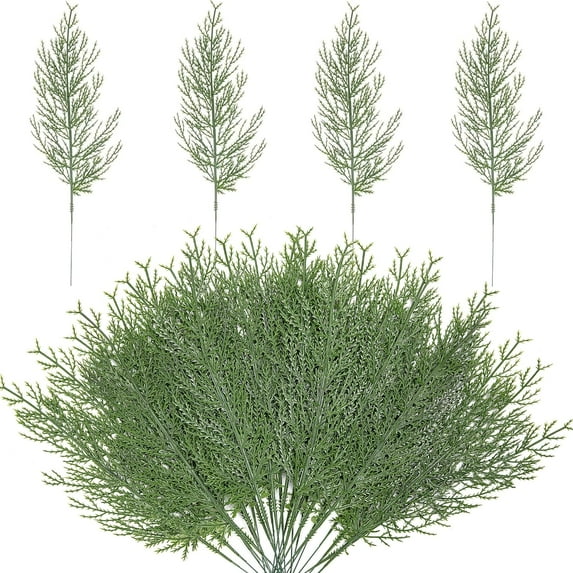 20Pcs/40Pcs/60Pcs Artificial Pine Branches-13.7 Inches Fake Greenery Plants Pine Sprigs-Faux Pine Leaves Picks for DIY Garland Crafts Christmas Embellishing and Home Garden Decoration