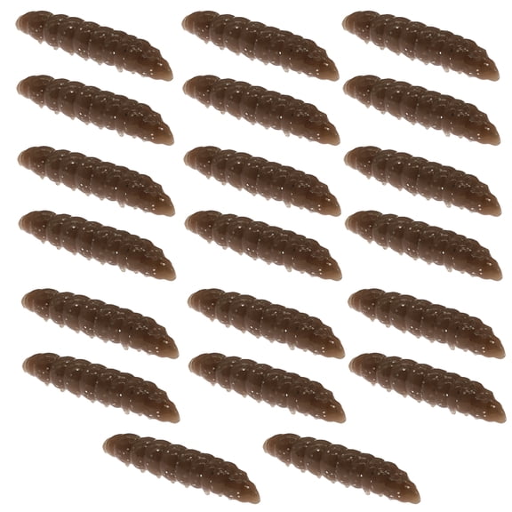 20Pcs 4cm Glow in The Dark Maggot Soft Fishing Lures, Floating TPE Bread Worm Bait Bulk Set for Bass Crappie Walleye Freshwater (Brown)