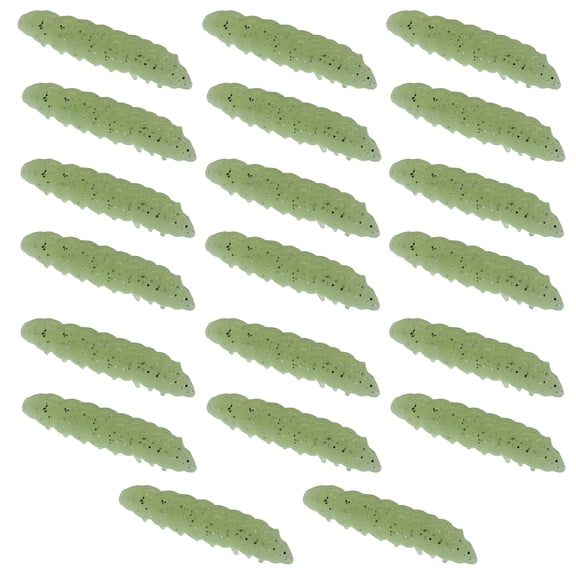 20Pcs 4cm Luminous Floating Maggot Soft Bait, TPE Bread Worm Fishing Lures Bulk Set for Freshwater Saltwater Bass (Light Green)