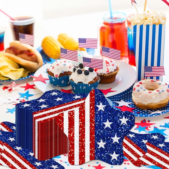 20Pcs 4th of July Star Firework Paper Napkins Patriotic Disposable Table Decor for Independence Day Party Supplies