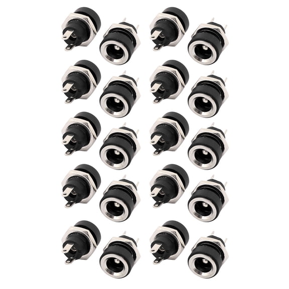 20Pcs 5.5mm x 2.1mm DC Power Jack Socket Female Panel Mount Connector