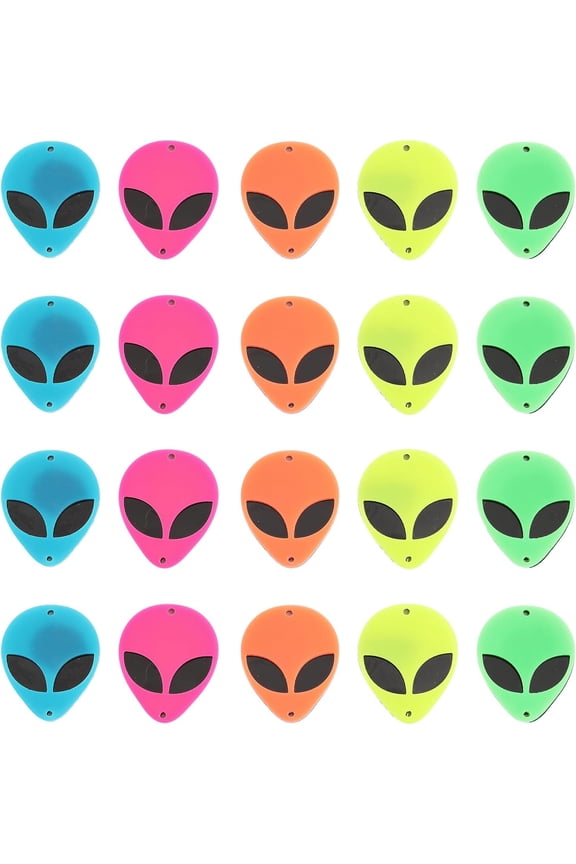 20Pcs 5 Colors Alien Face Acylic Connector Charms Links