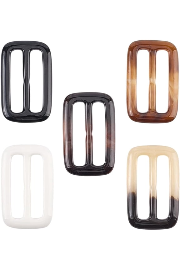 20Pcs 5 Colors Resin Coat Buckle 2.3" x 1.5" Rectangle Silk Scarf T Shirt Ties Clip Clasps Adjuster Corner Waist Wrap Fasten Belt Ring for Webbing Strapping Bag Sewing Decorations Women