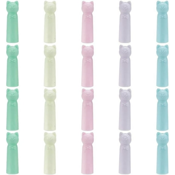 20Pcs 5 Colors Silicone Pencil Caps Cat Mixed Color 39x10.5mm Hole: 2.5mm 4pcs/color