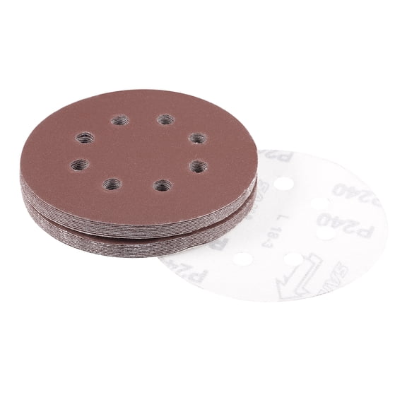 20Pcs 5 Inch 8 Hole Hook and Loop Sanding Disc 240 Grit Flocking Sandpaper
