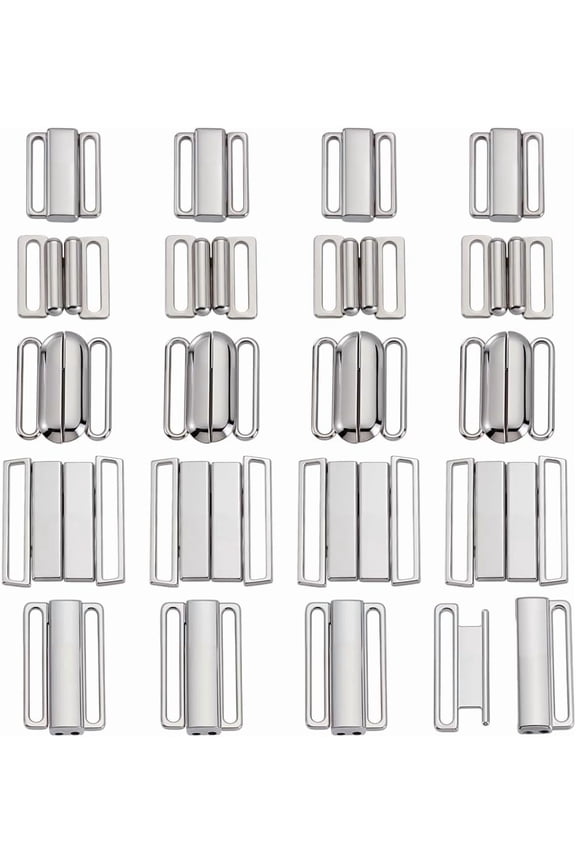 20Pcs 5 Styles Alloy Bikini Clips Bra Clasp Replacement Part Front Closing Bikini Clasp Bathing Suit Replacement Clasps for Making Lingerie Sewing Bramaking Fixed Clothes