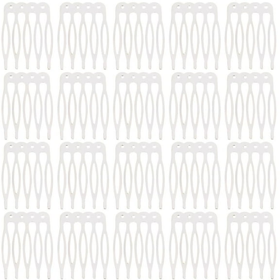 20Pcs 5 Teeth Hair Side Combs Small Tiny Silver Metal Loops Wedding Bridal Veil Comb Decor Headpiece French Twist Updo Clip Bun Holder Accessories Crafting DIY Slide for Women Jewelry Making Silver