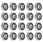 20Pcs 698RS Deep Ball Bearings 7.9x19x6mm High Carbon Steel Double Sealed Bearings for Electric Motor, Home Appliances, Garden Machinery, Black