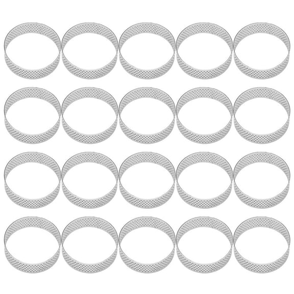 20Pcs 6cm Circular Tart Ring Dessert Stainless Steel Perforation Fruit Pie Quiche Cake Mousse Mold Kitchen Baking Mould