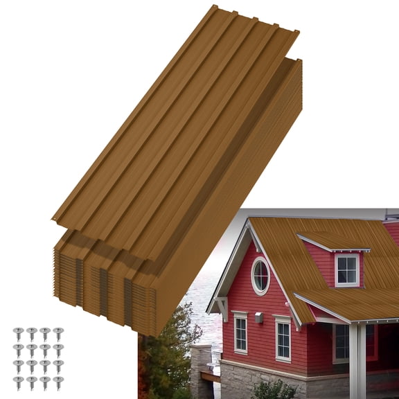 20Pcs 6ft Corrugated Metal Roof Panels with Screws, Heavy Duty Galvanized Steel Roofing Sheets, Waterproof Outdoor Canopy for Carport Garage Shed Warehouse Porch Pergola