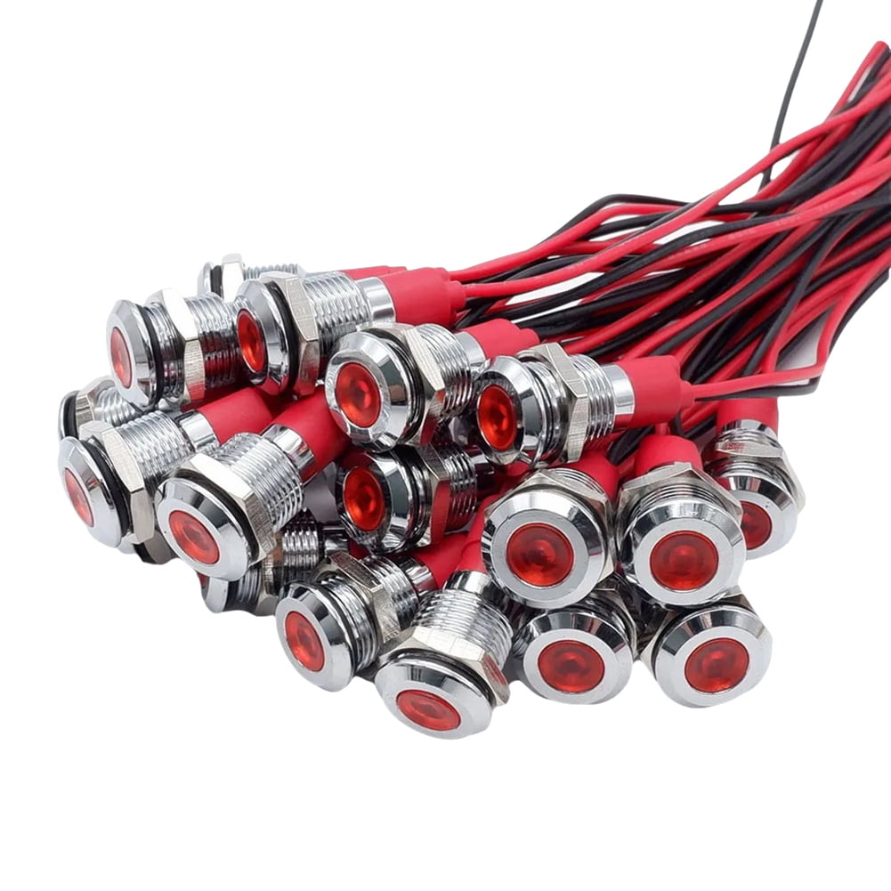 20Pcs 6mm Metal LED Warning Indicator Light Signal Lamp Pilot Onboard  Display Lights with Wire 3V Red - Walmart.com, image size:1001x1001