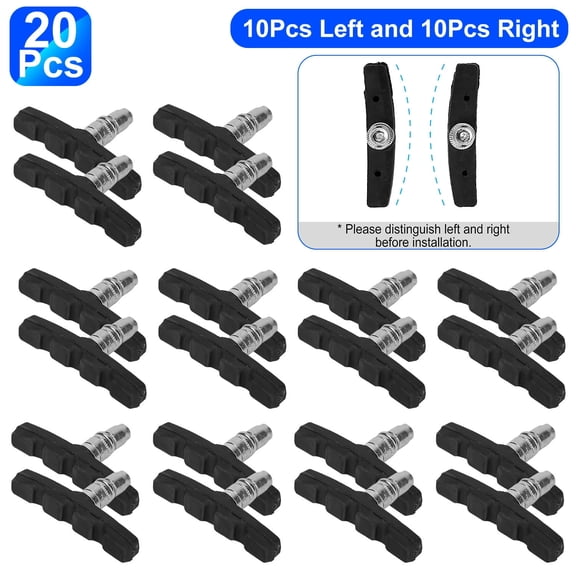 20Pcs 70mm Rubber Road V Bike Brake Pad,Non-Slip Bicycle Brake Blocks w/ Hex Nut Spacer