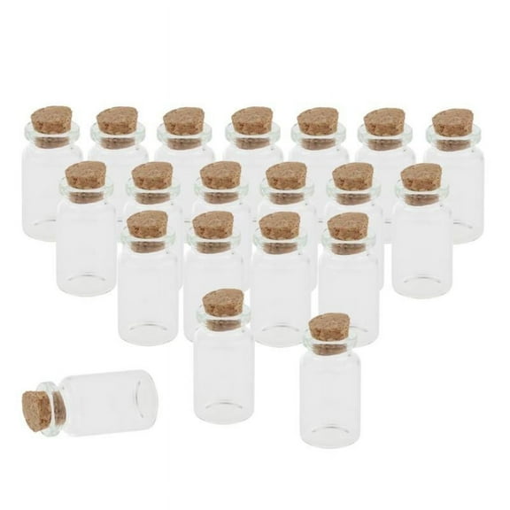 20Pcs 7ml Mini Empty Clear Glass Bottle Vials With Cork Stoppers For Storage