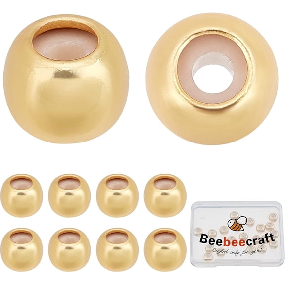 20Pcs 7mm Stopper Beads 18K Gold Plated Slider Beads Insert Rubber Stopper Positioning Spacer Beads for DIY Jewelry Making